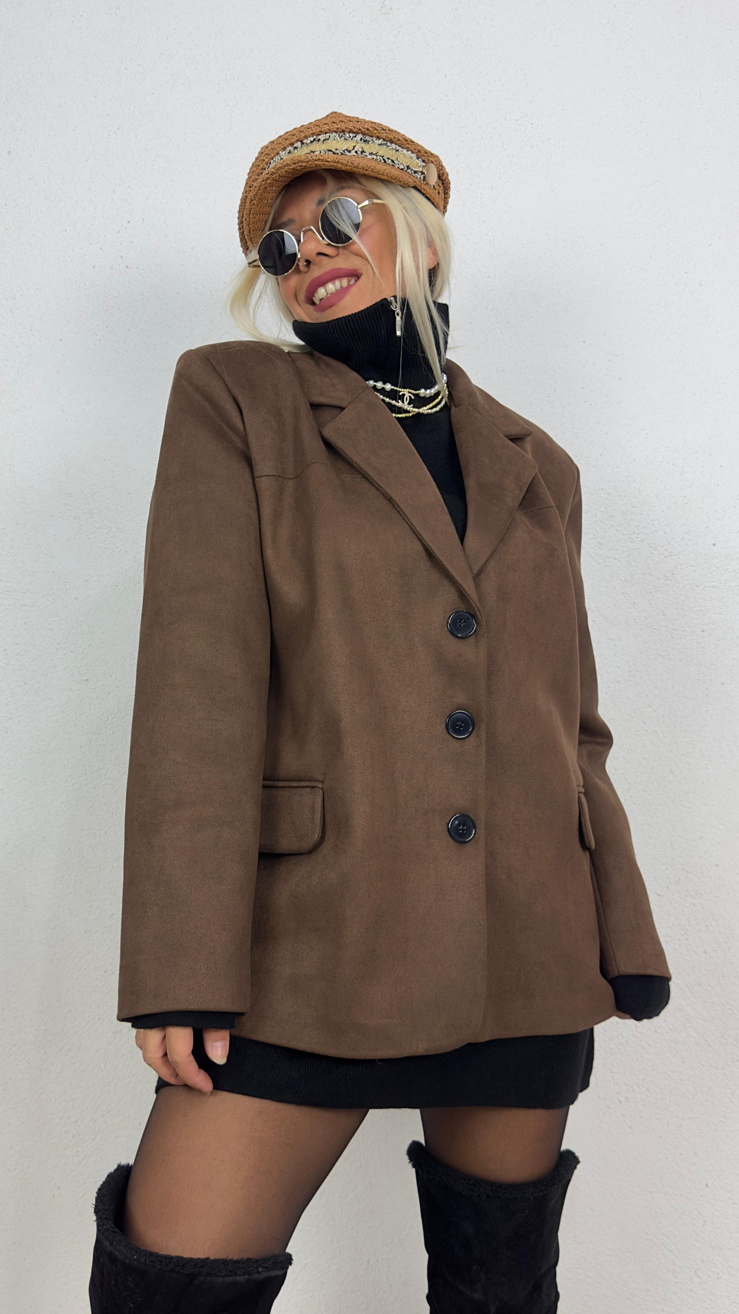 Oversize Kahverengi Süet Ceket
