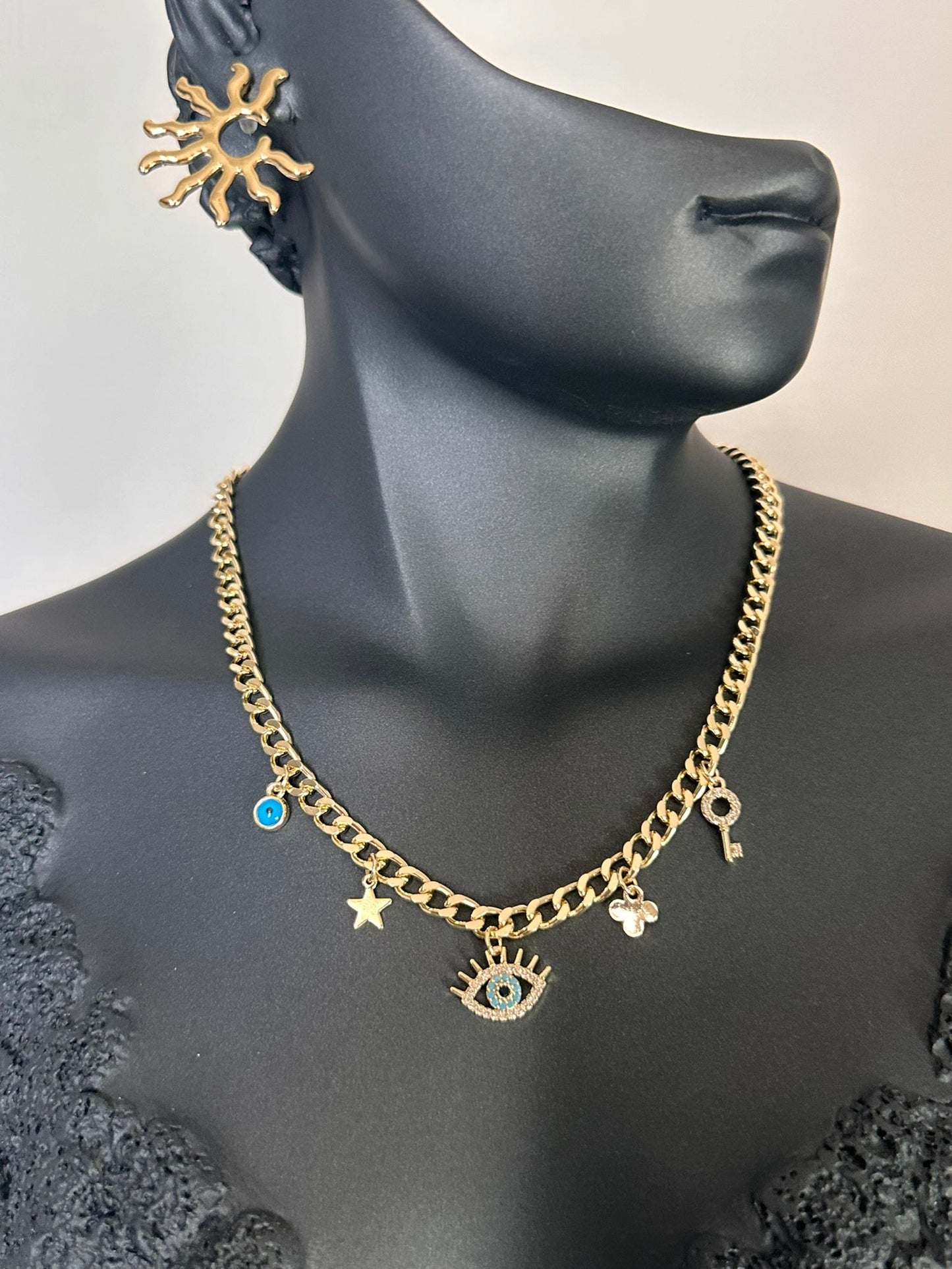 Pirinç Gold Göz Charm Kolye