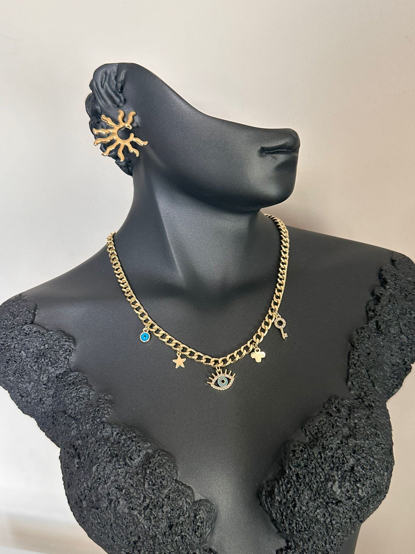 Pirinç Gold Göz Charm Kolye