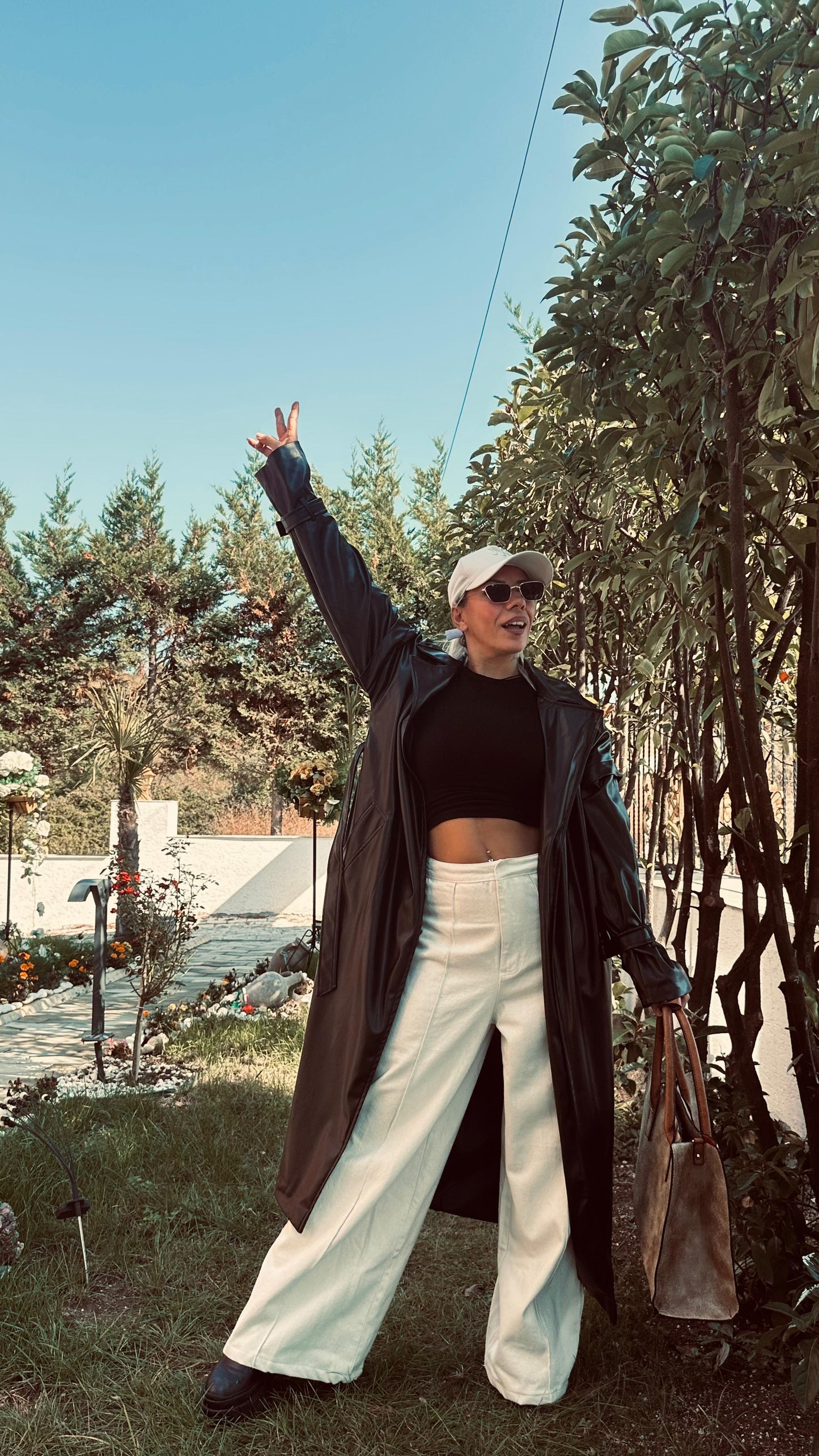 Siyah Queen Uzun Deri Ceket