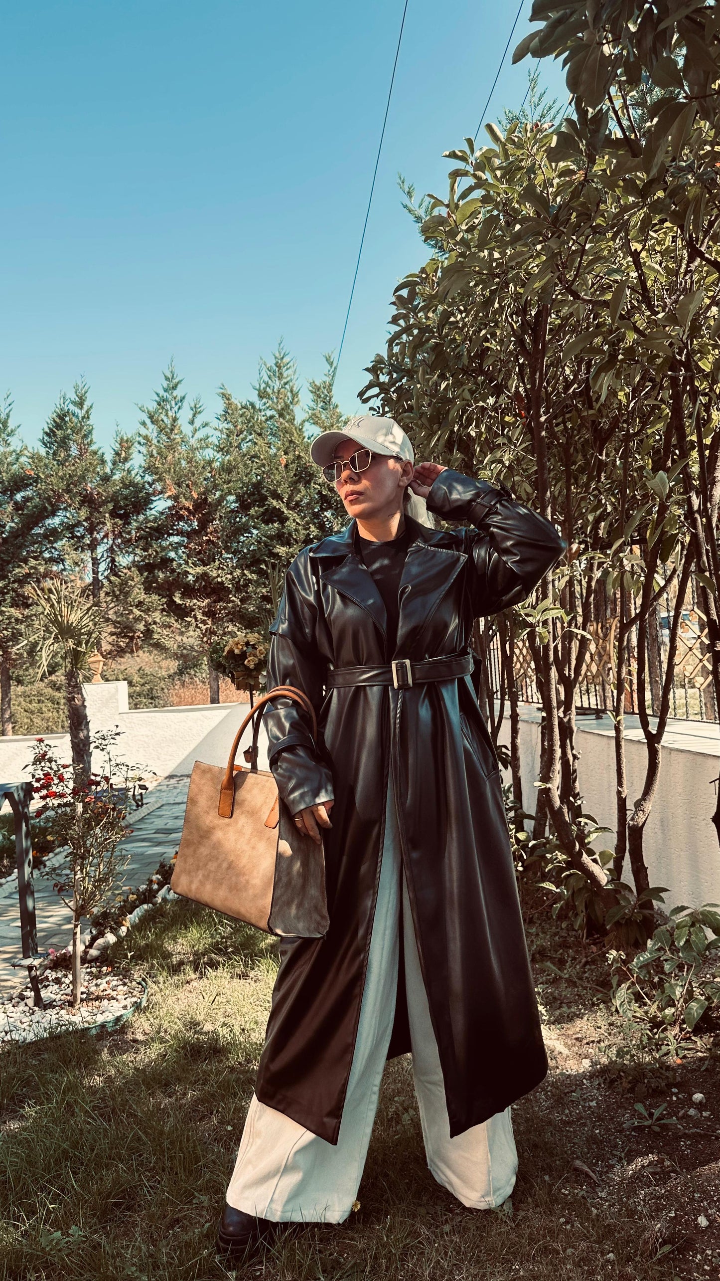 Siyah Queen Uzun Deri Ceket