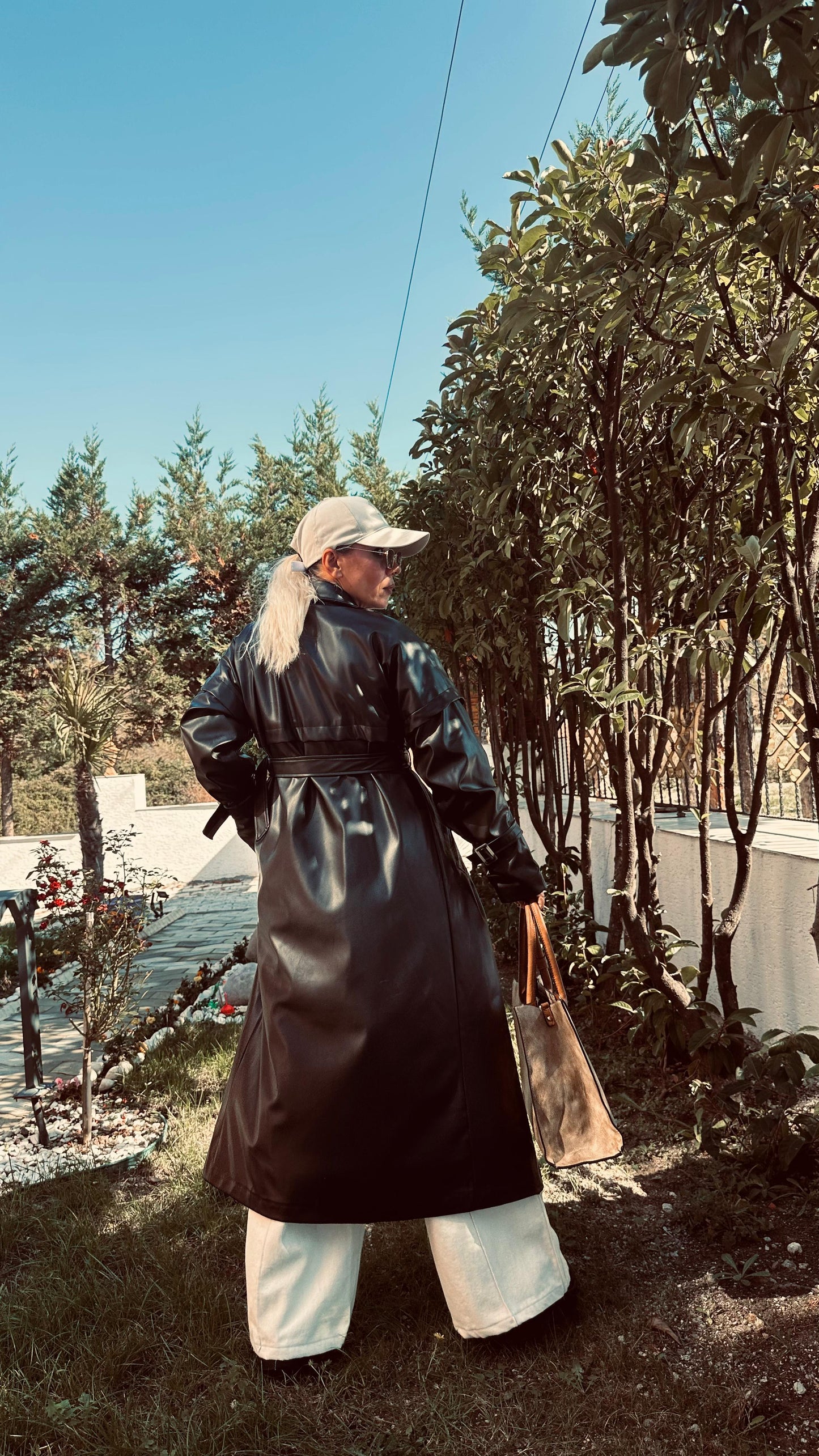 Siyah Queen Uzun Deri Ceket