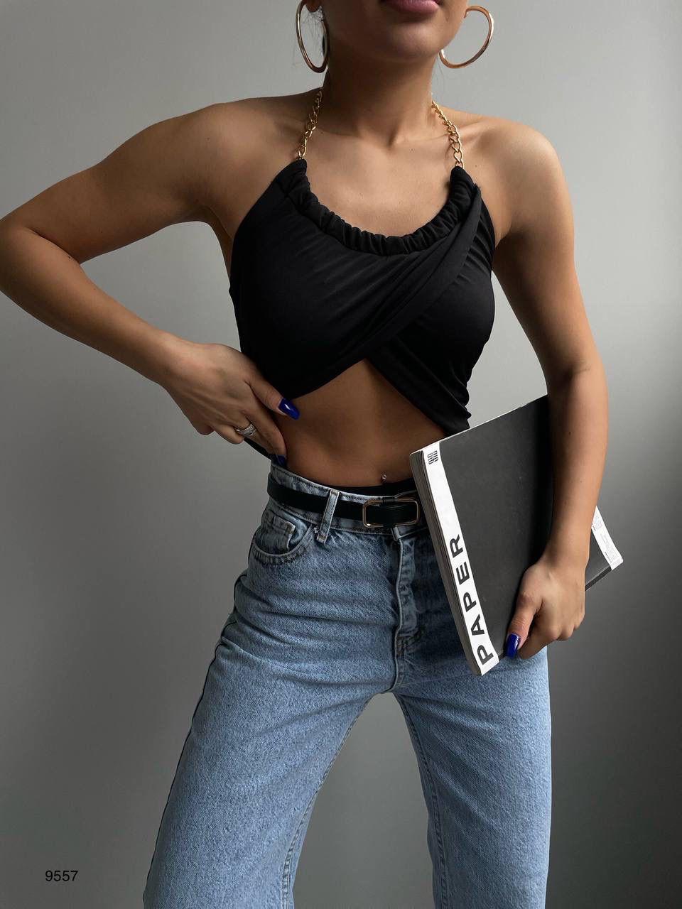 Lady’S Siyah Zincir Detay Body Suit Bluz
