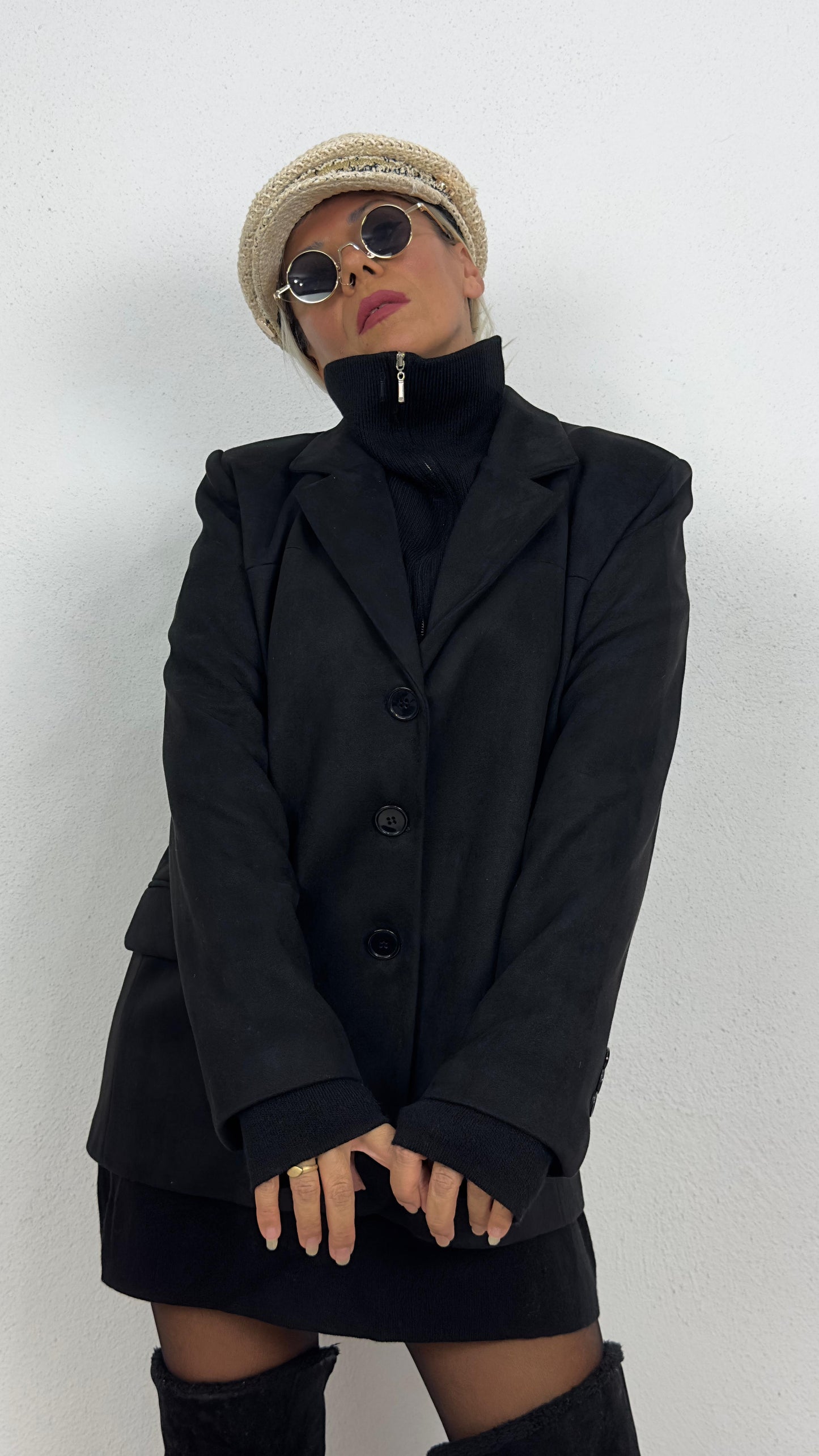 Oversize Siyah Süet Ceket