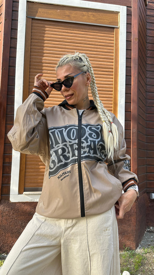 Unisex Oversize Bej Military Kolej Mont