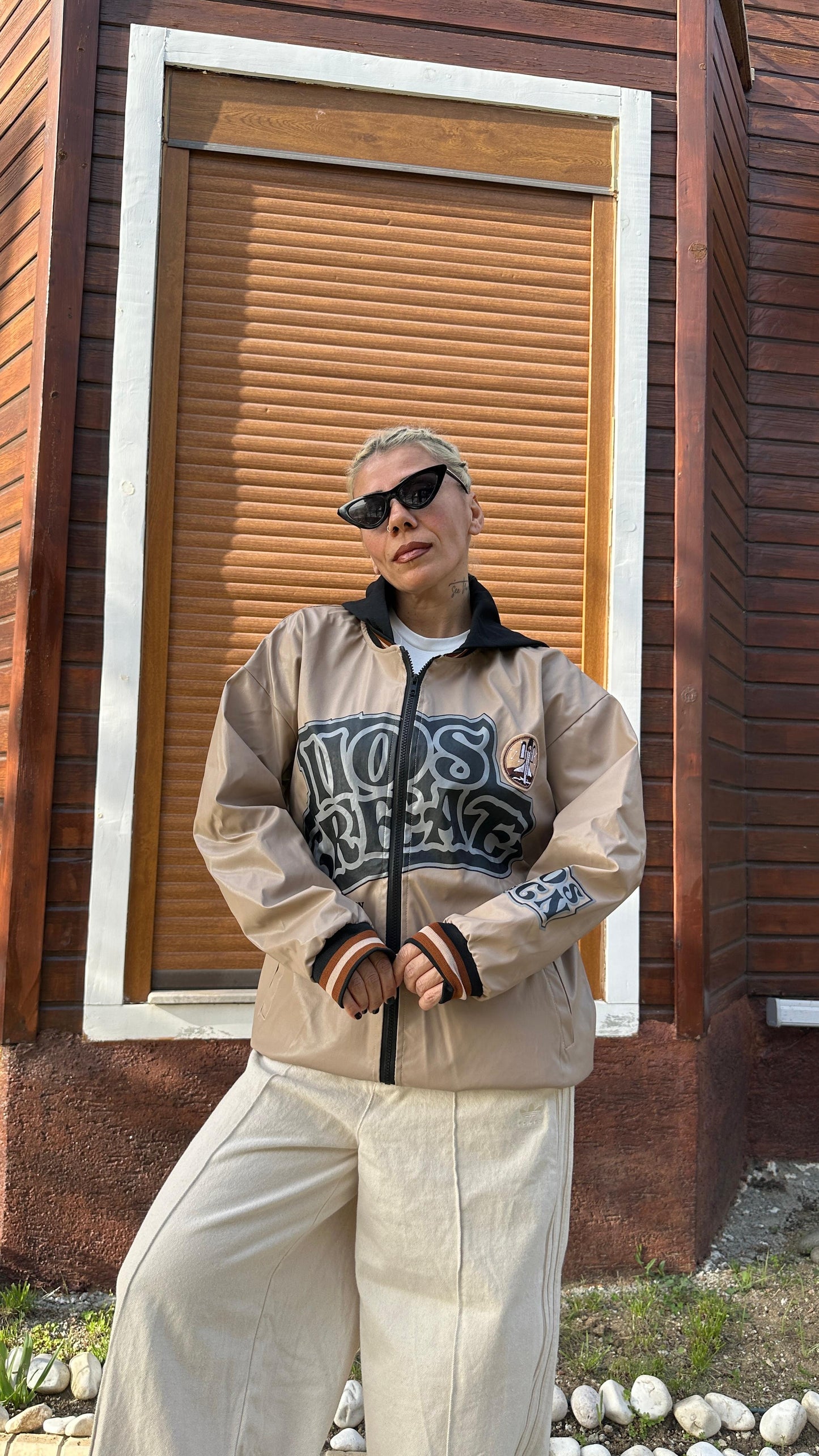 Unisex Oversize Bej Military Kolej Mont