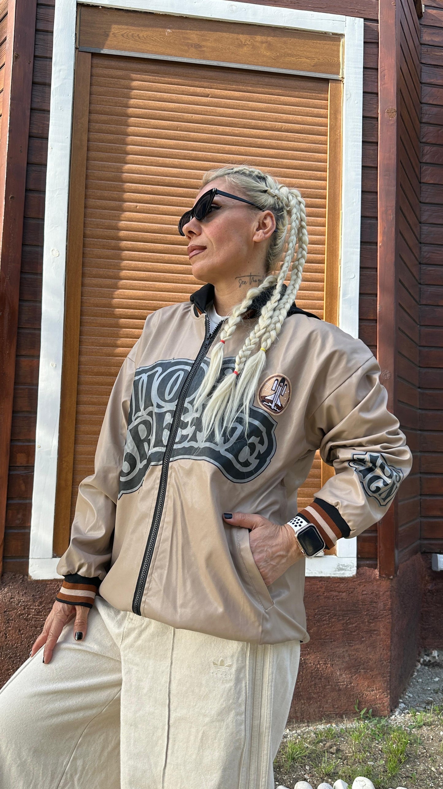 Unisex Oversize Bej Military Kolej Mont