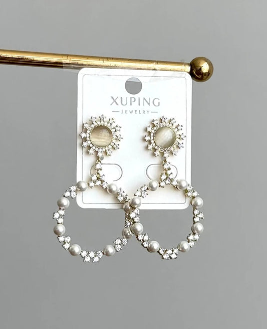 Xuping İnci Taşlı Abiye Küpe