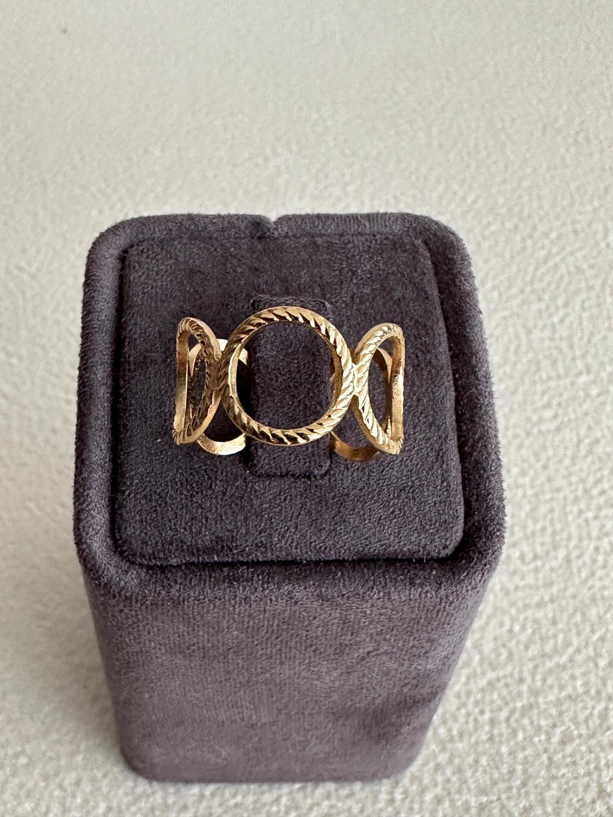 Yuvarlak Halka Model Çelik Gold Yüzük