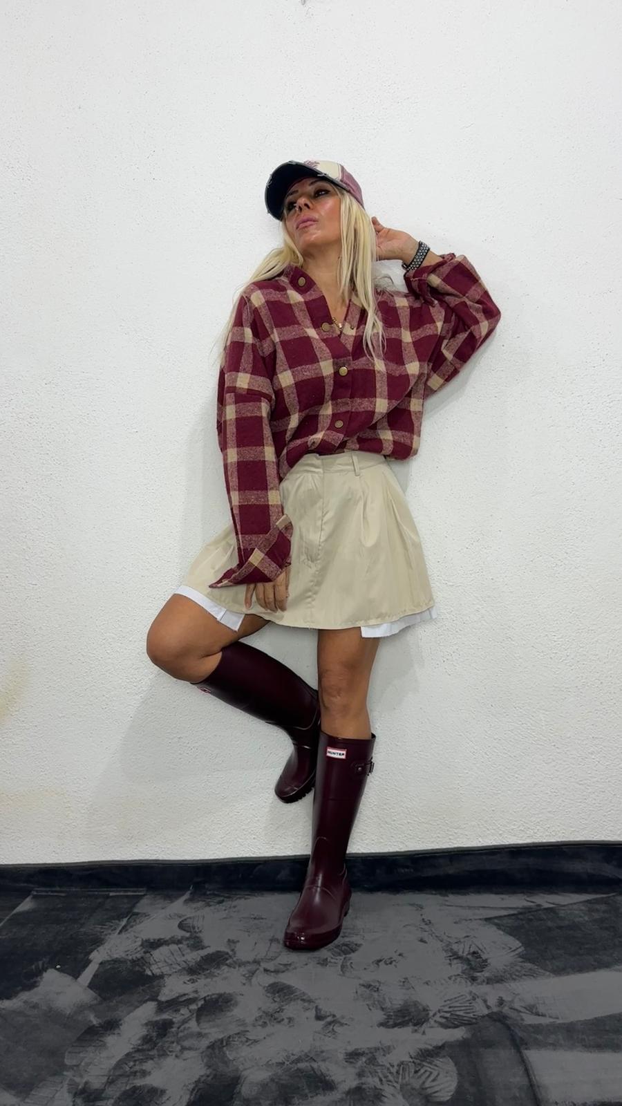 Bej Magi Pileli Mini Etek