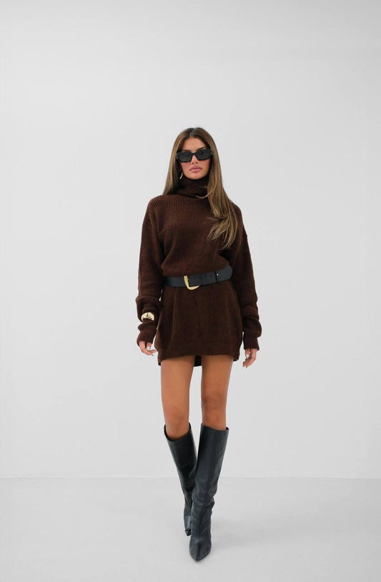 Kali Acı Kahve Oversize Tunik Triko