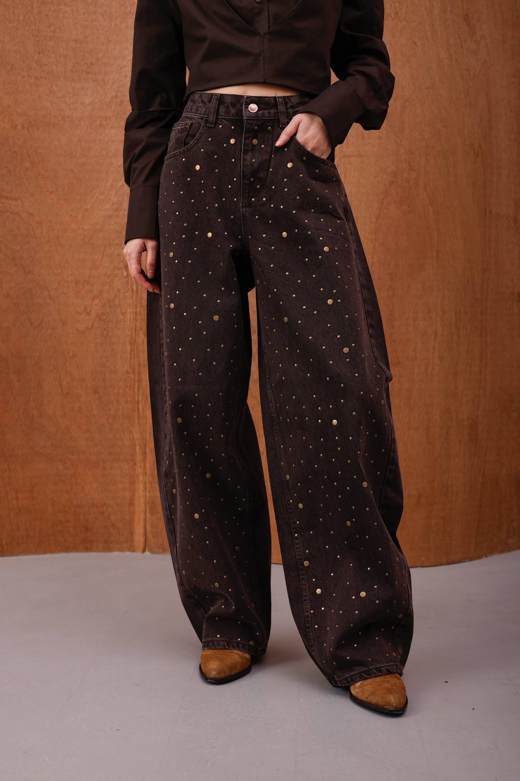 NuNu By Luna Gold Dot Wide Leg Jean
