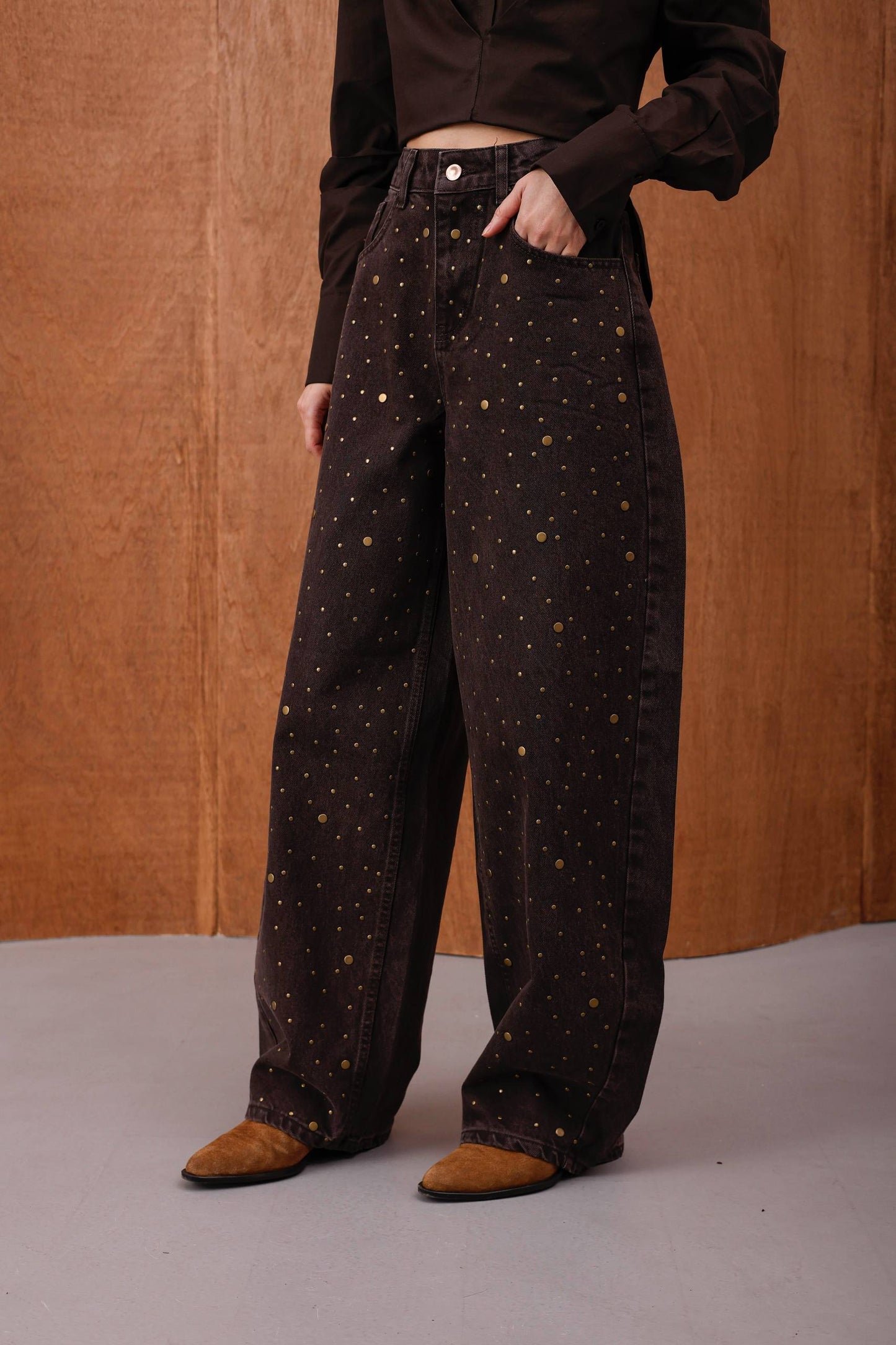 NuNu By Luna Gold Dot Wide Leg Jean