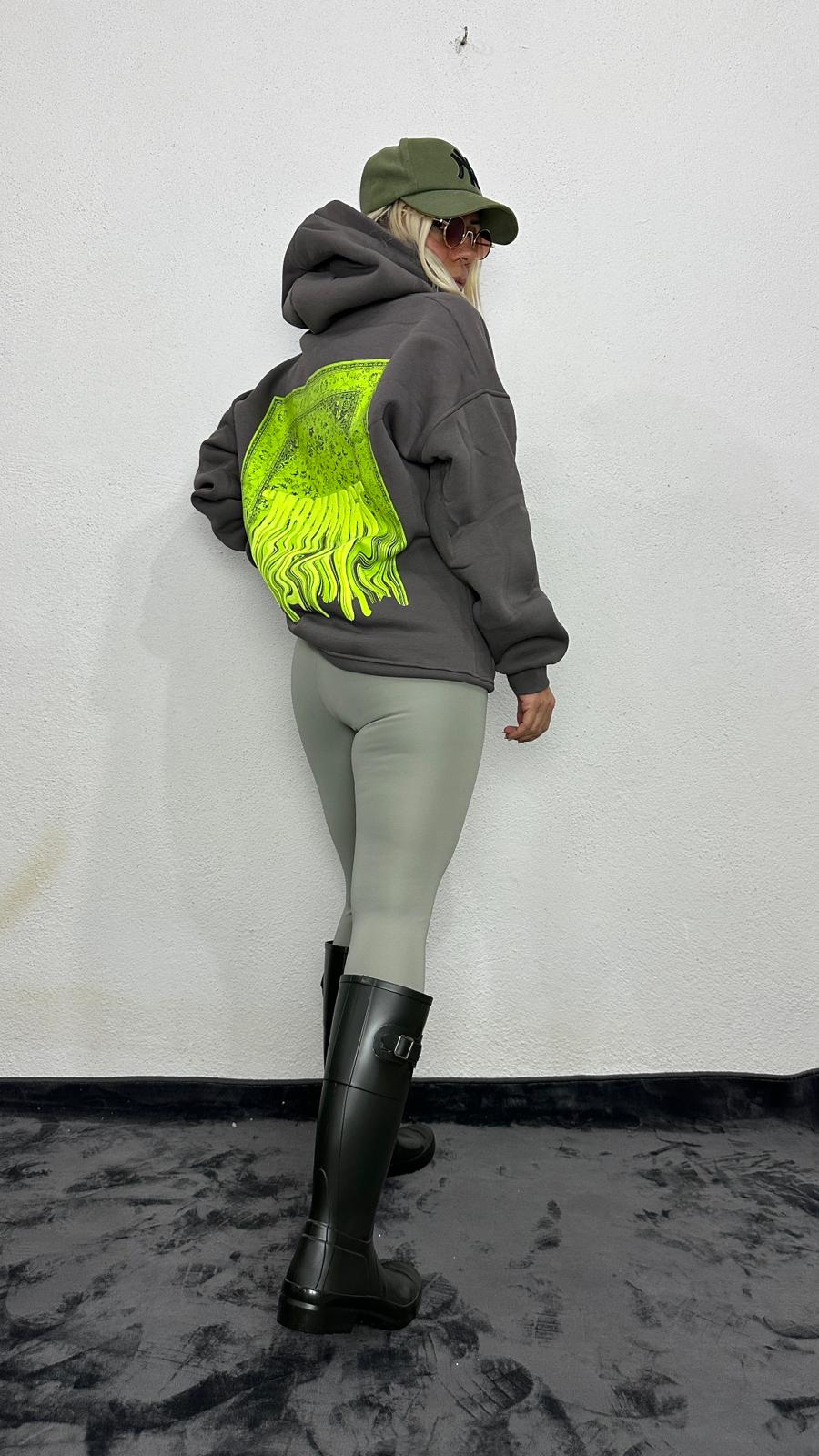 NuNu By Lagos Monarch Oversize Gri Kapüşonlu Sweatshirt