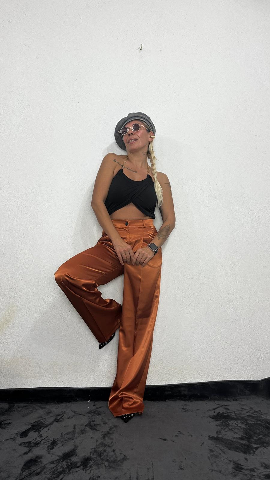 NuNu By Aura Bakır Saten Pileli Pantolon