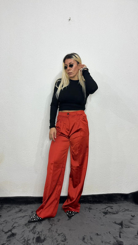 NuNu By Aura Kiremit Saten Pileli Pantolon