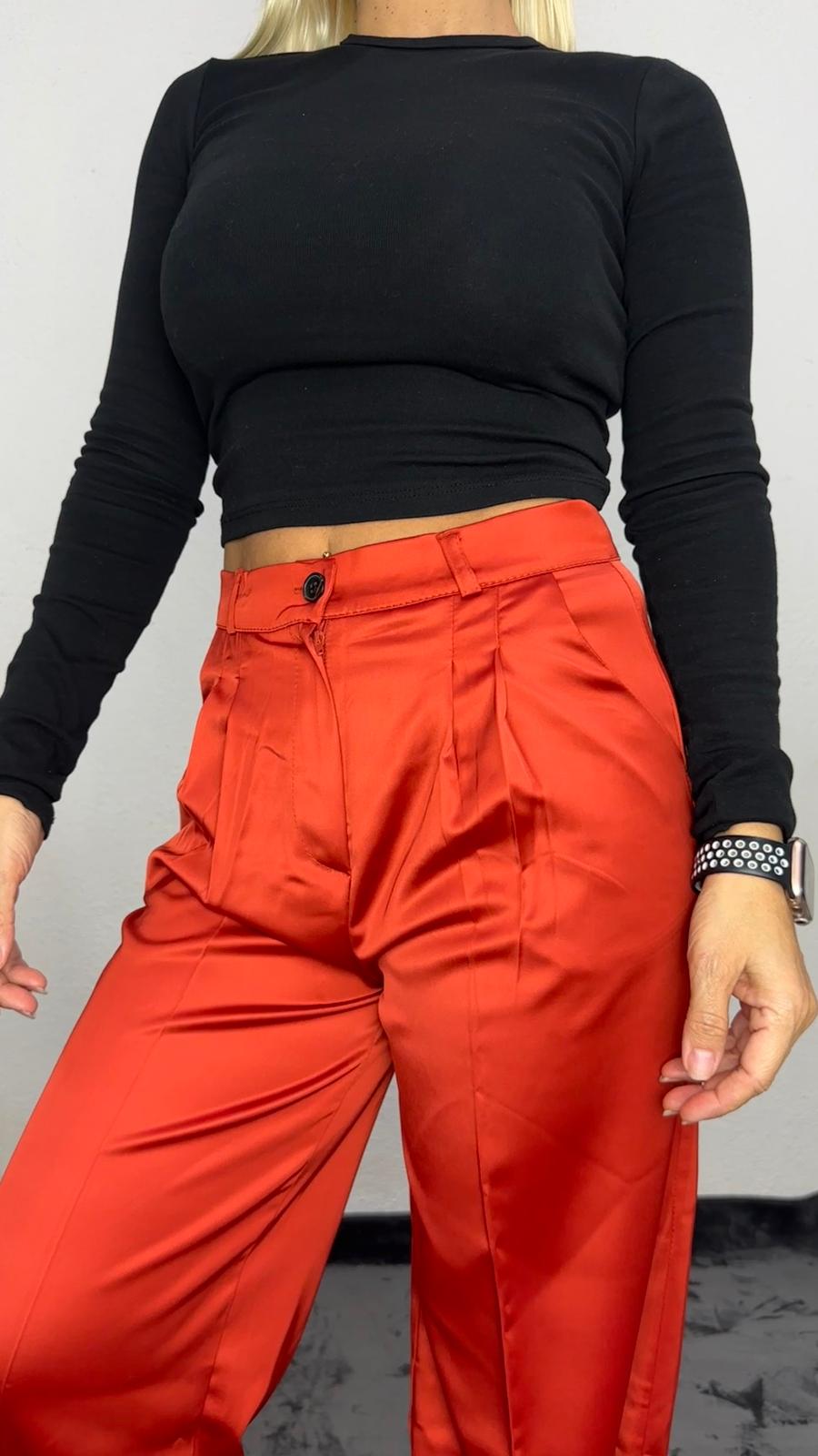 NuNu By Aura Kiremit Saten Pileli Pantolon