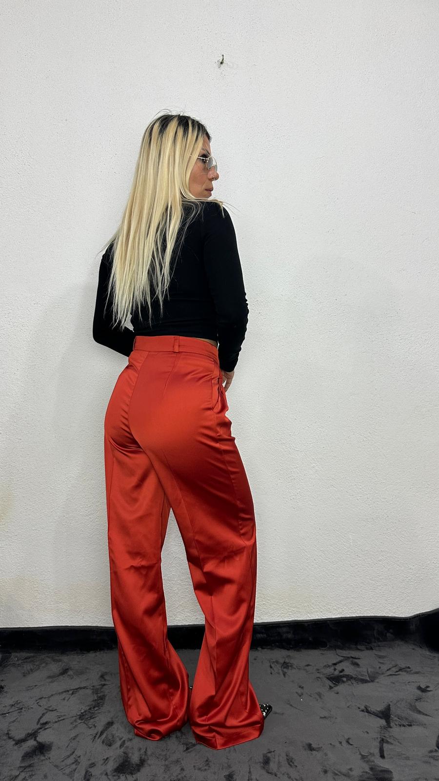 NuNu By Aura Kiremit Saten Pileli Pantolon