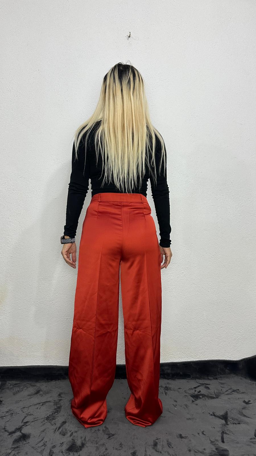 NuNu By Aura Kiremit Saten Pileli Pantolon