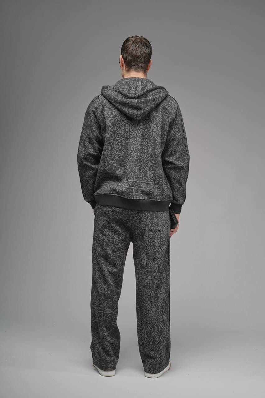 NuNu By King Oversize Etnik Desen Gri Eşofman Takımı