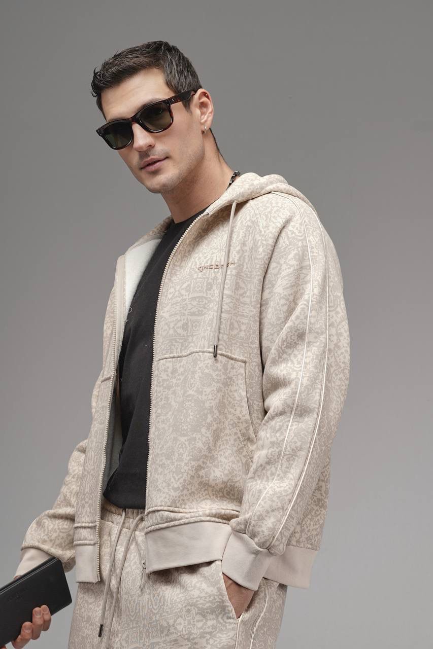 NuNu By King Oversize Etnik Desen Krem Eşofman Takımı