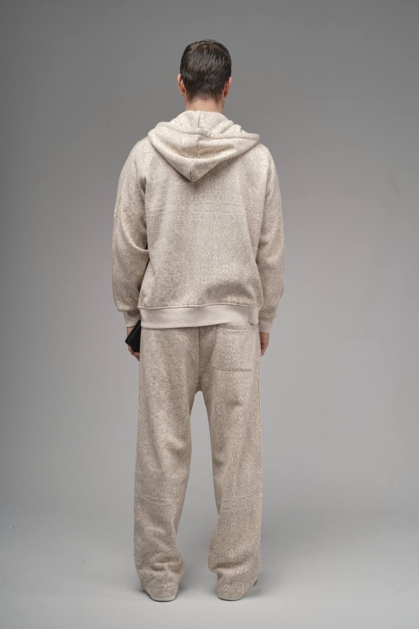 NuNu By King Oversize Etnik Desen Krem Eşofman Takımı