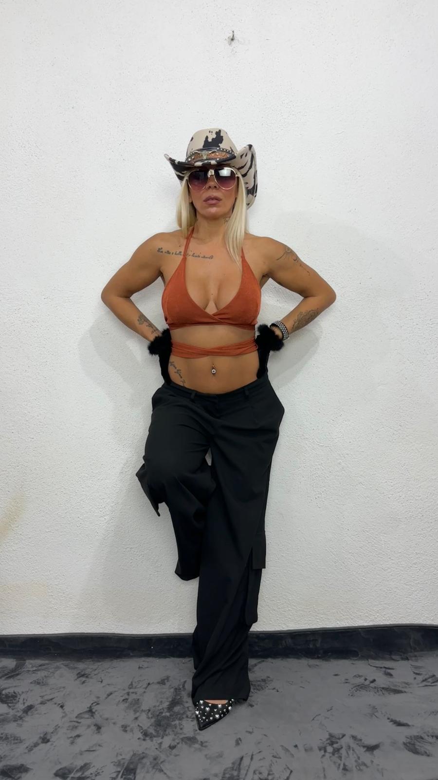 NuNu By Nova Wrap Bakır Crop Top