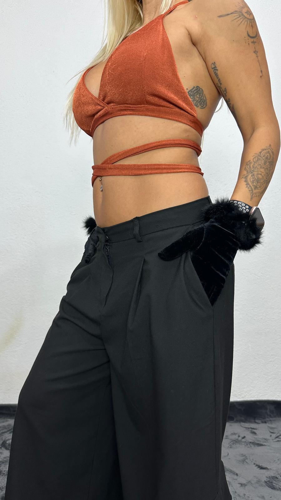 NuNu By Nova Wrap Bakır Crop Top