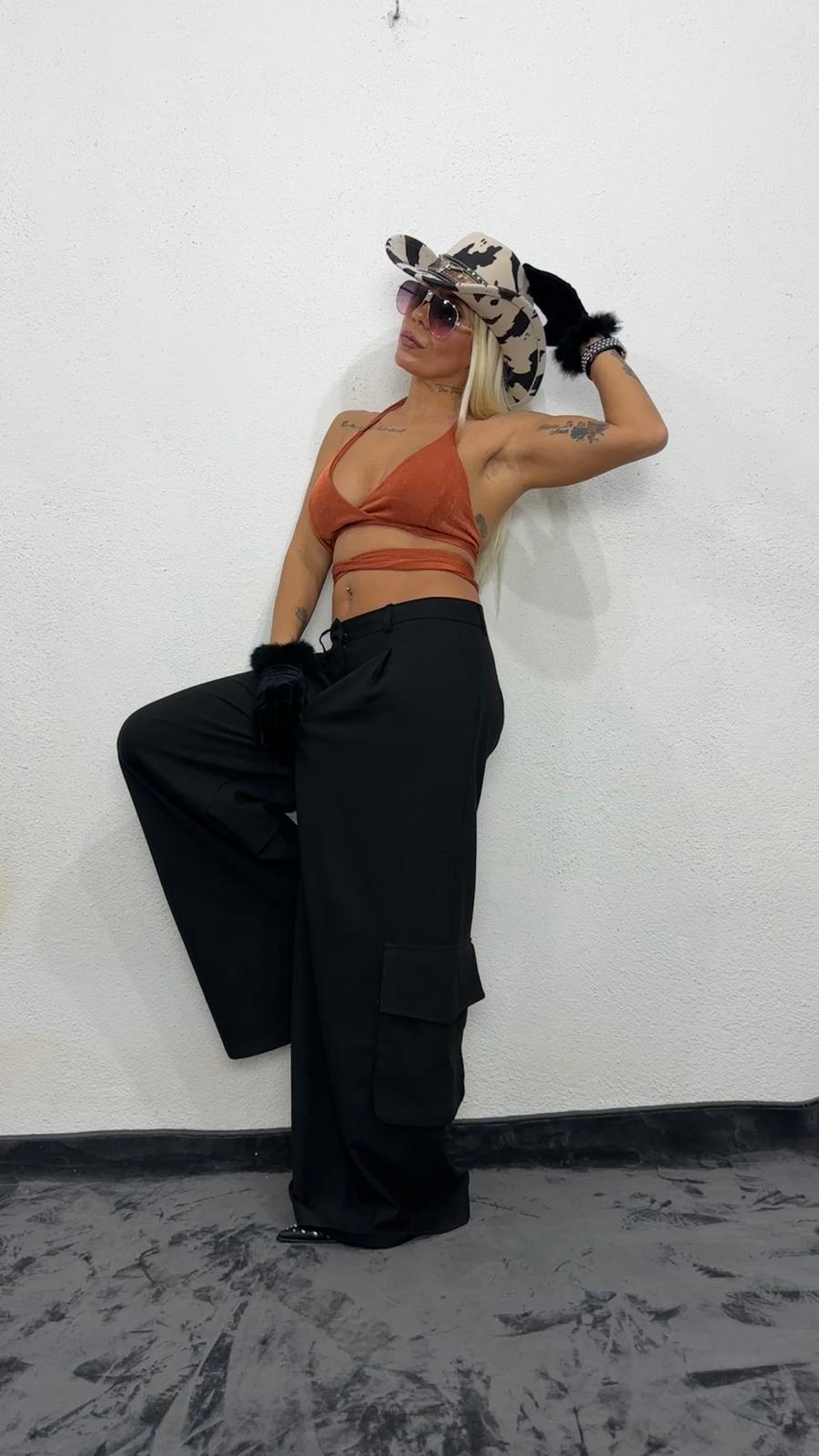 NuNu By Nova Wrap Bakır Crop Top