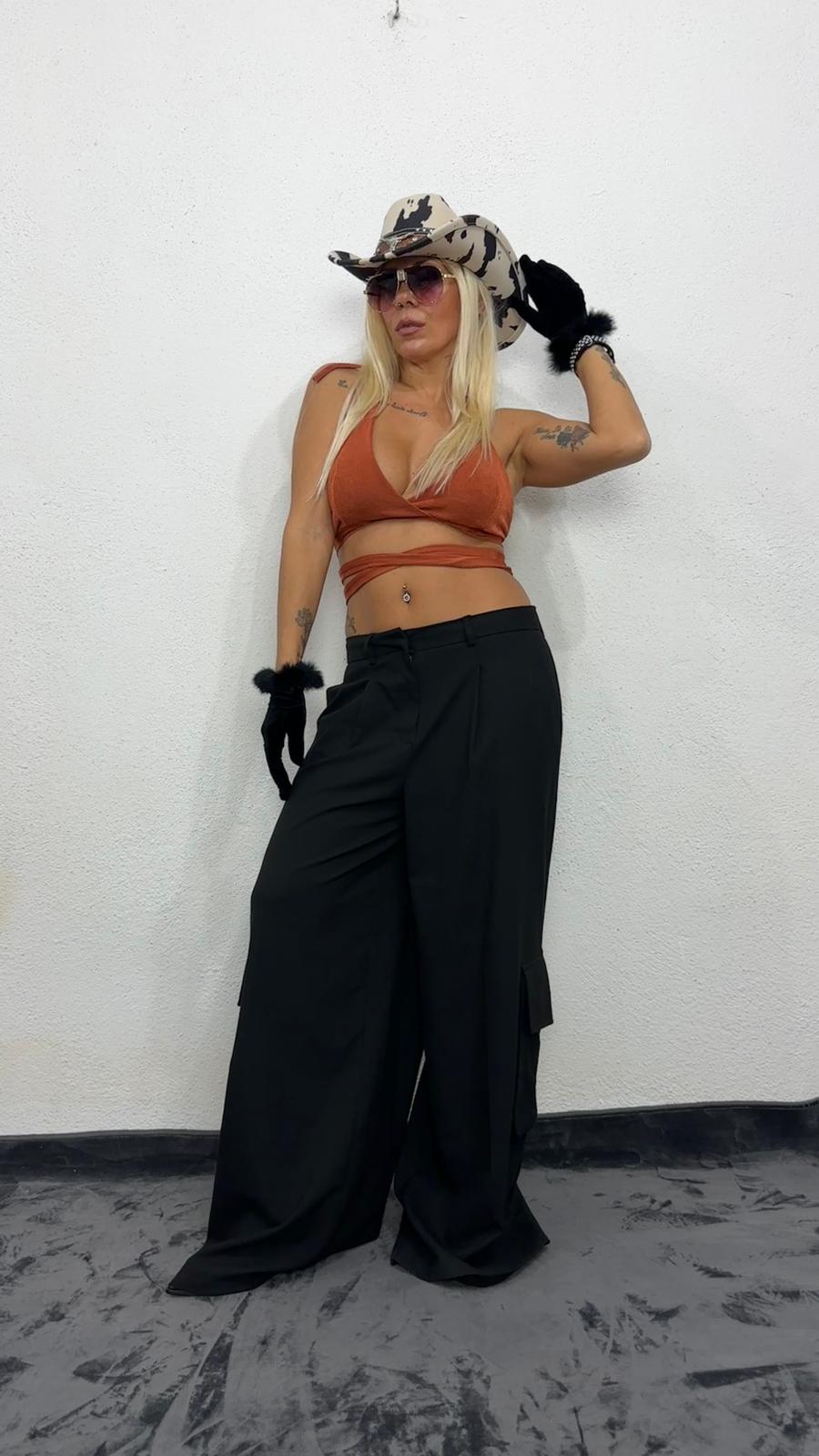 NuNu By Nova Wrap Bakır Crop Top