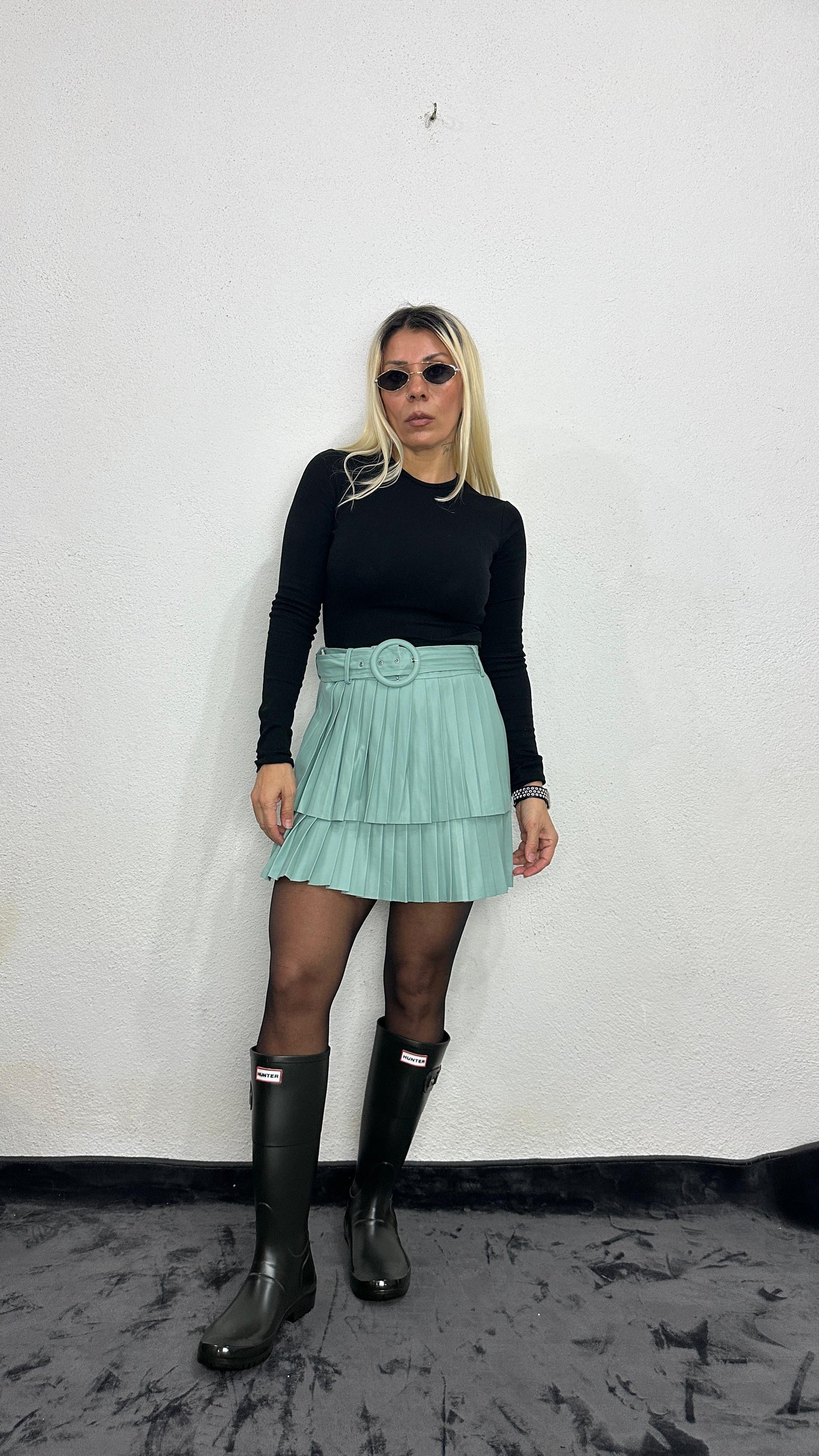 NuNu By Star Wars Mint Deri Pileli Kemerli Etek