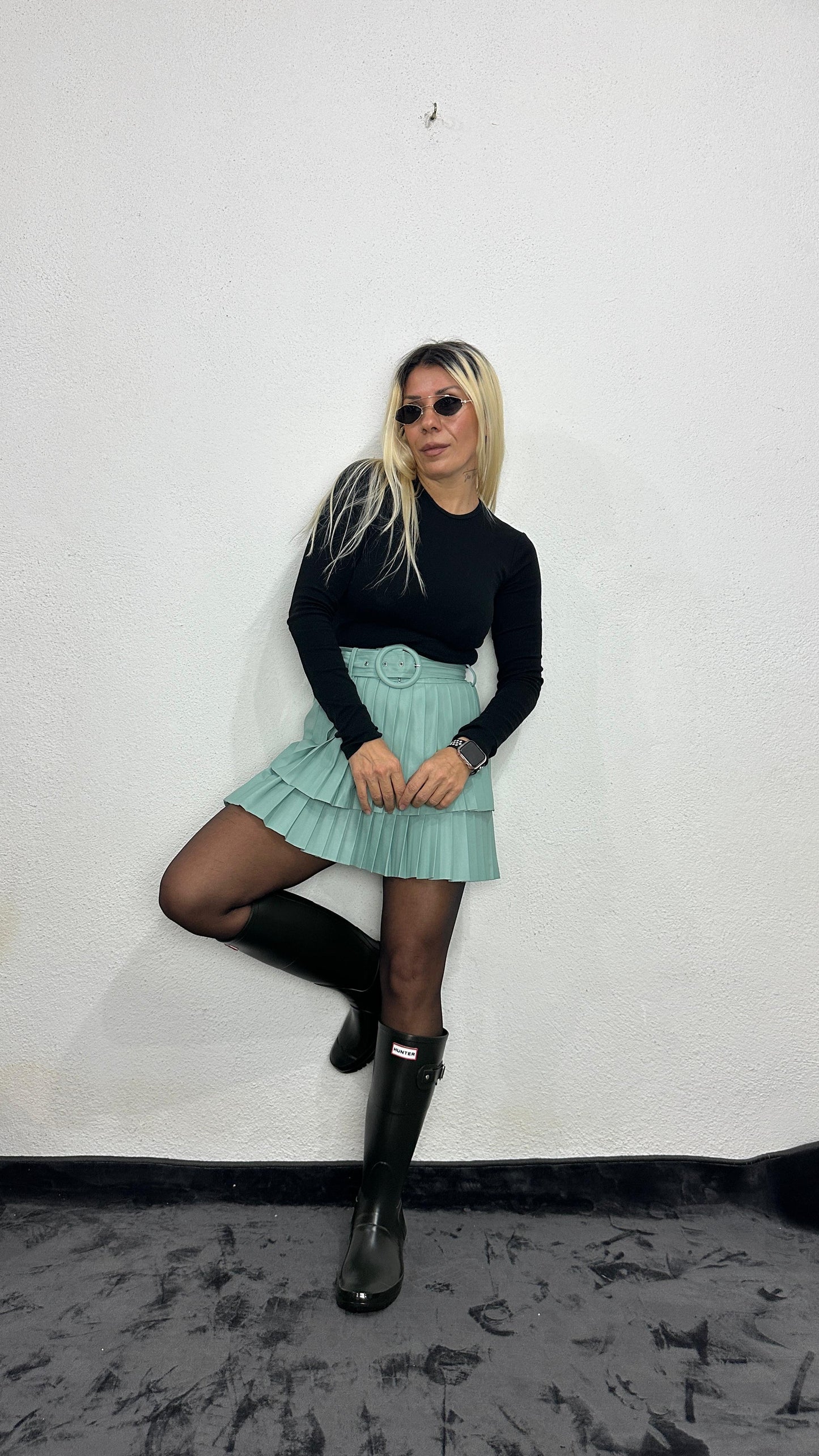 NuNu By Star Wars Mint Deri Pileli Kemerli Etek