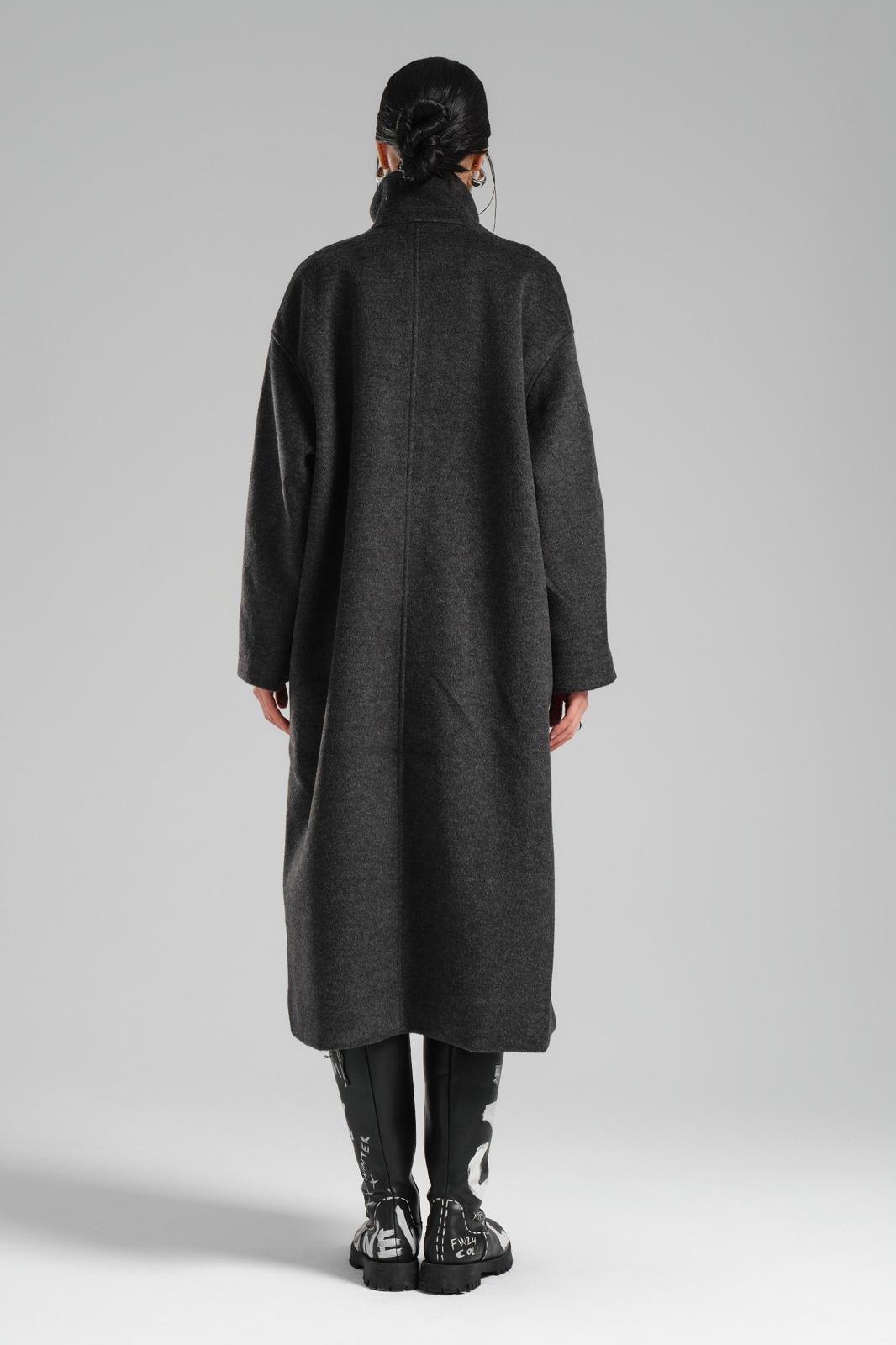 NuNu By TW Mono Wool Antrasit Kaşe Kaban