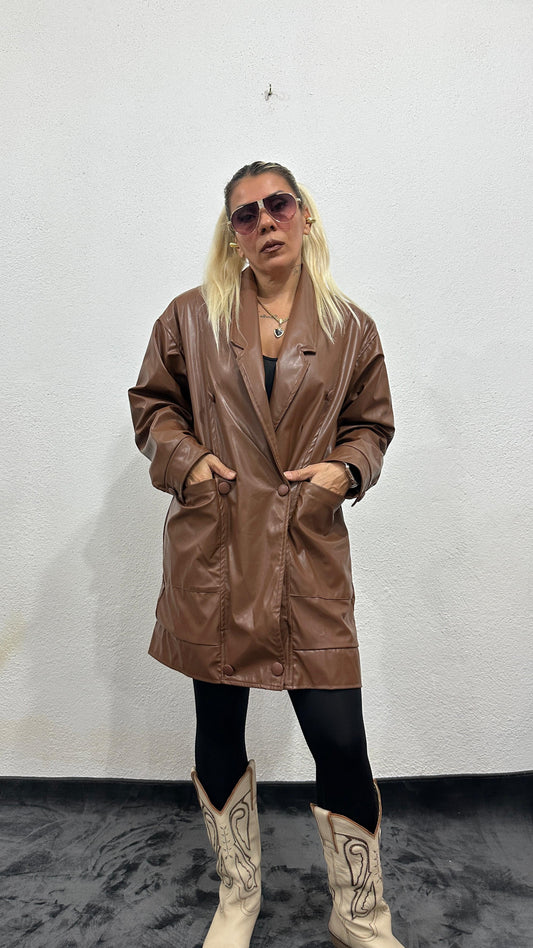 NuNu By Vintage Kahverengi Suni Deri Ceket