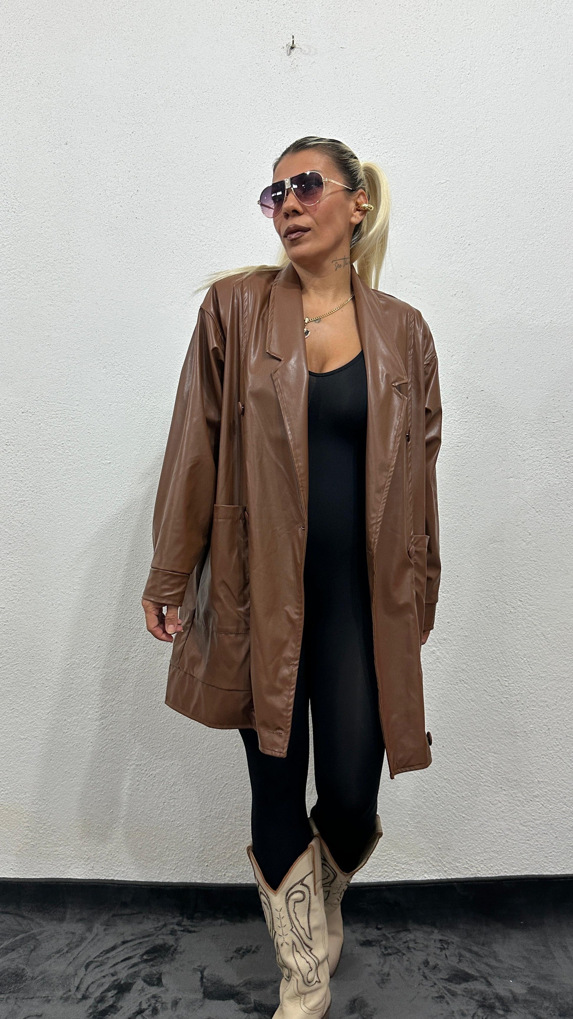 NuNu By Vintage Kahverengi Suni Deri Ceket