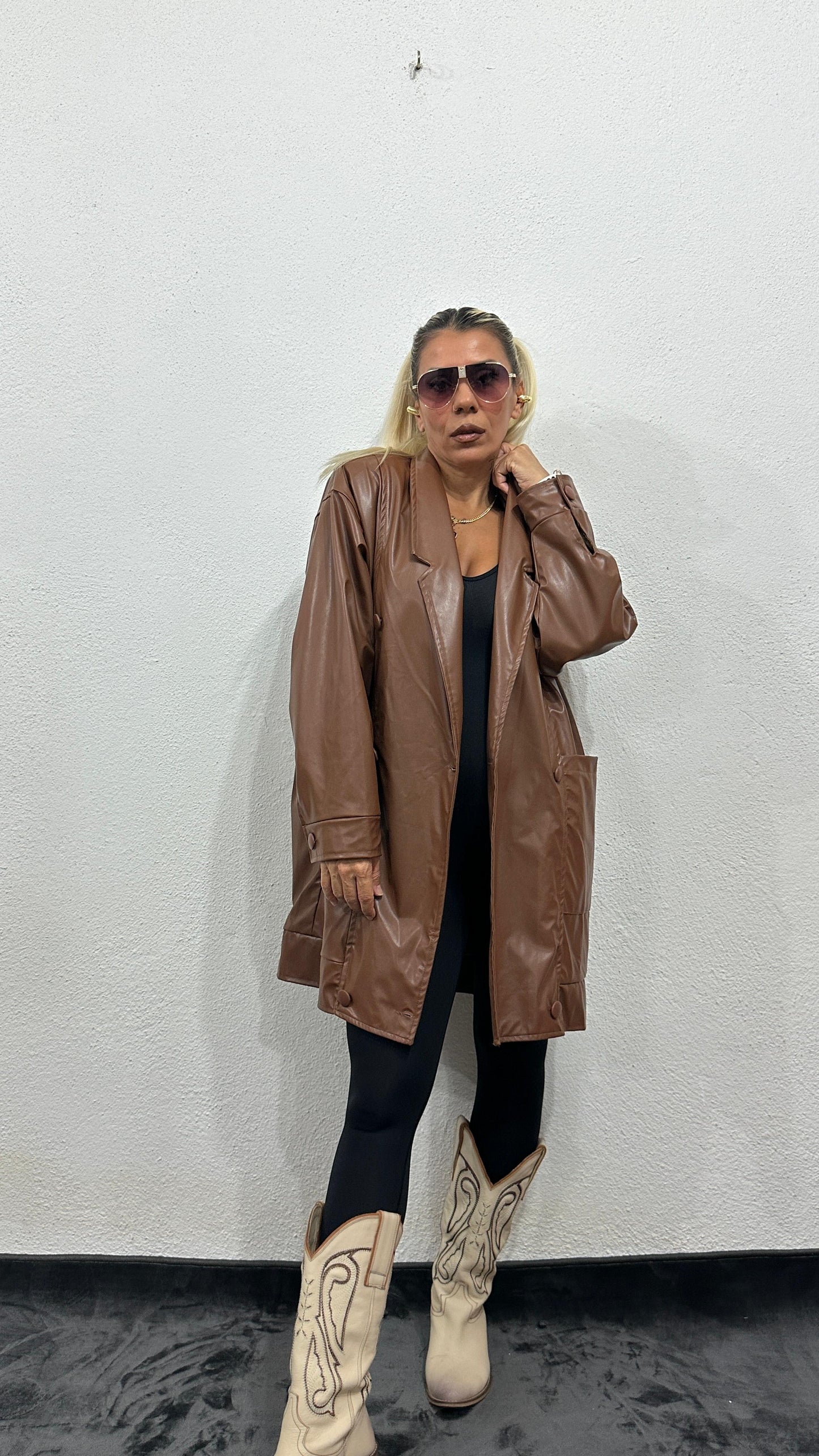 NuNu By Vintage Kahverengi Suni Deri Ceket