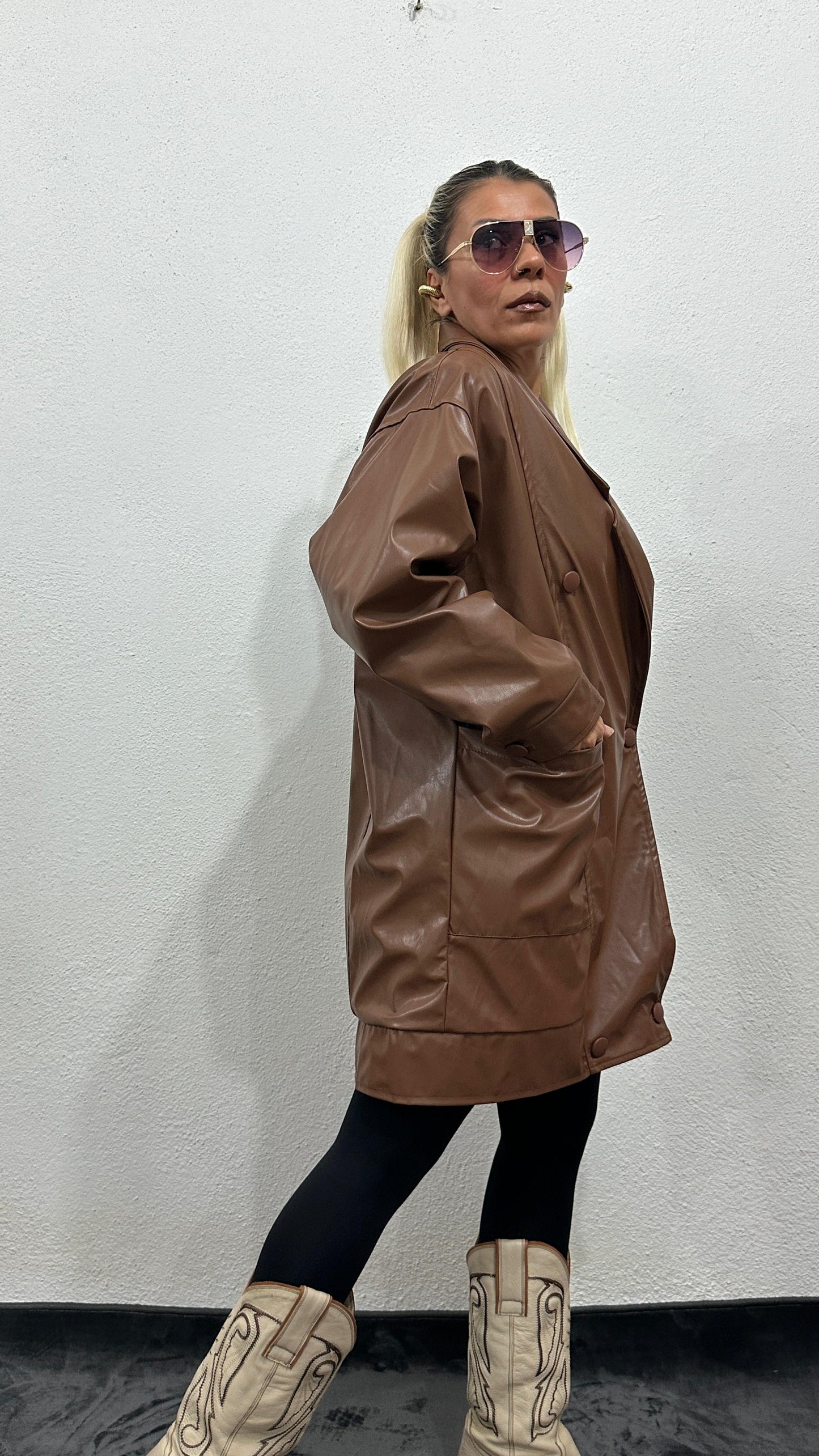 NuNu By Vintage Kahverengi Suni Deri Ceket