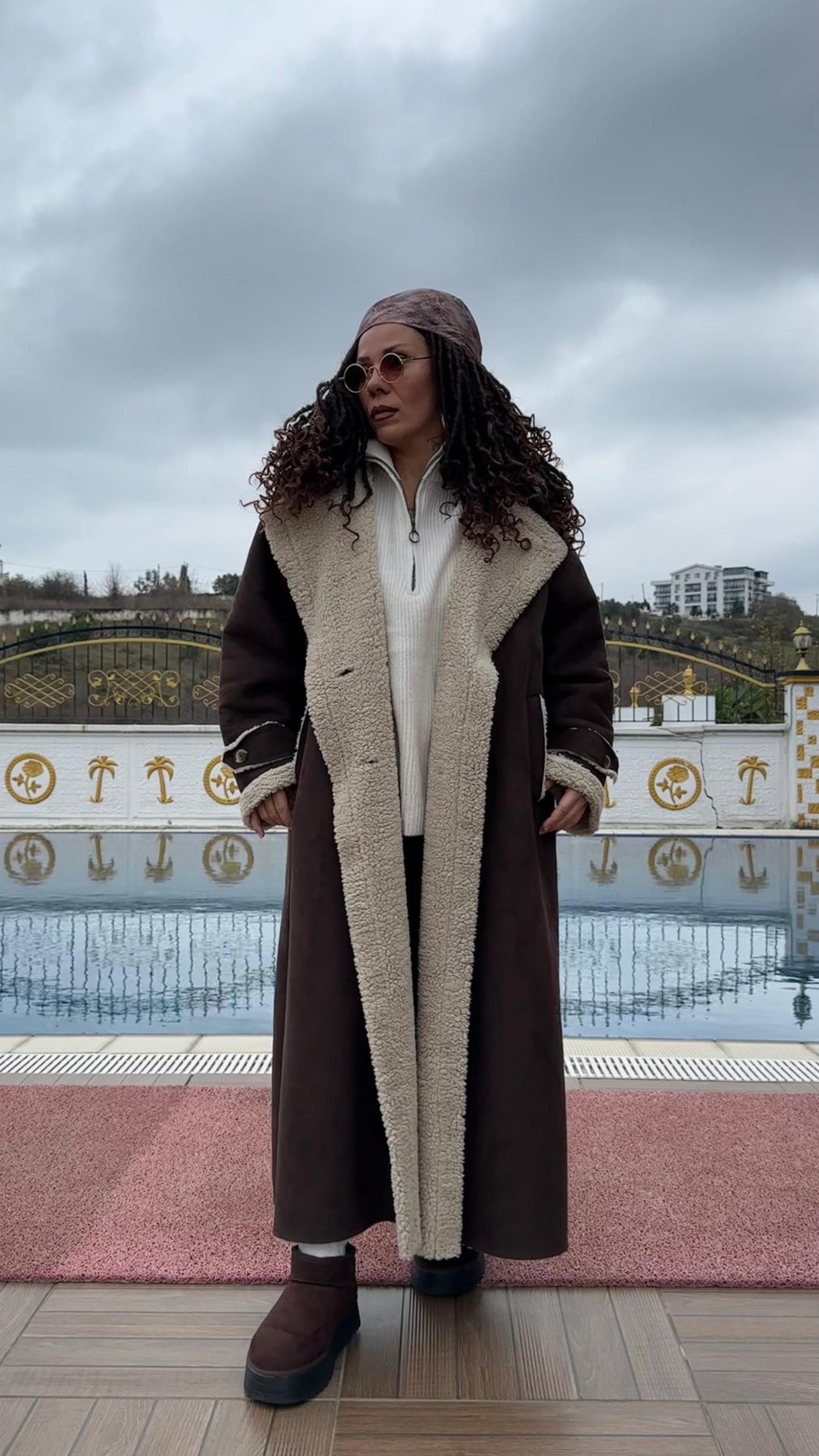 NuNu By Vintage Nubuk Kahverengi Teddy Uzun Kaban