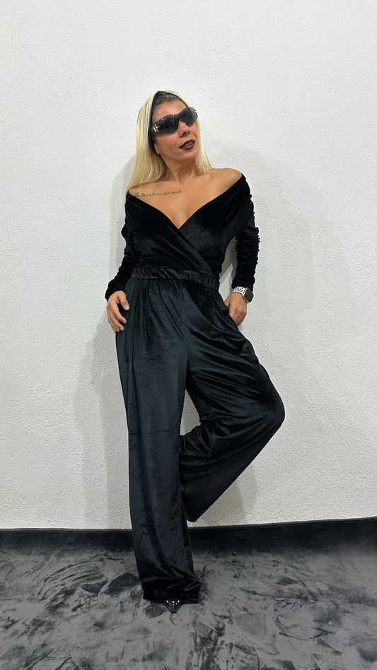 NuNu Plush Siyah Kadife Pantolon