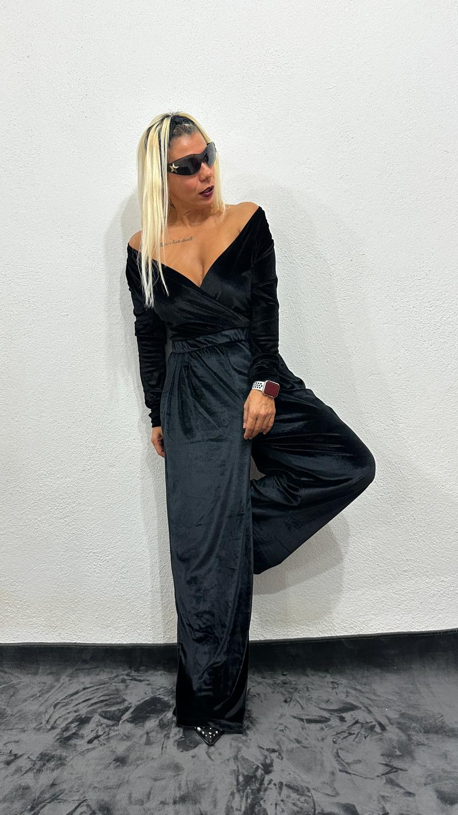 NuNu Plush Siyah Kadife Pantolon