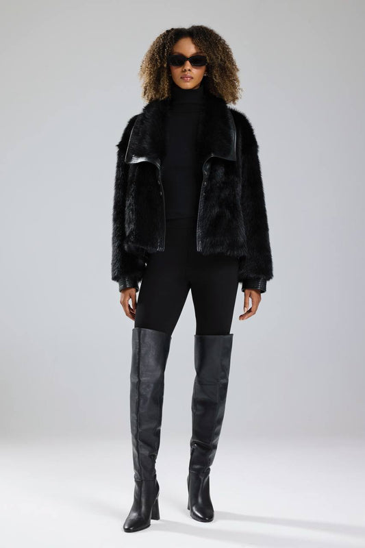 NuNu By TW Siyah Cozy Rebel Peluş Kürk Ceket