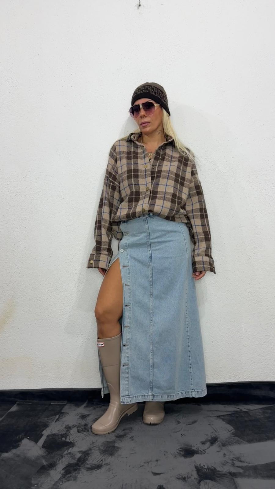 NuNu’S Paris 85 Uzun Düğmeli Kot Etek