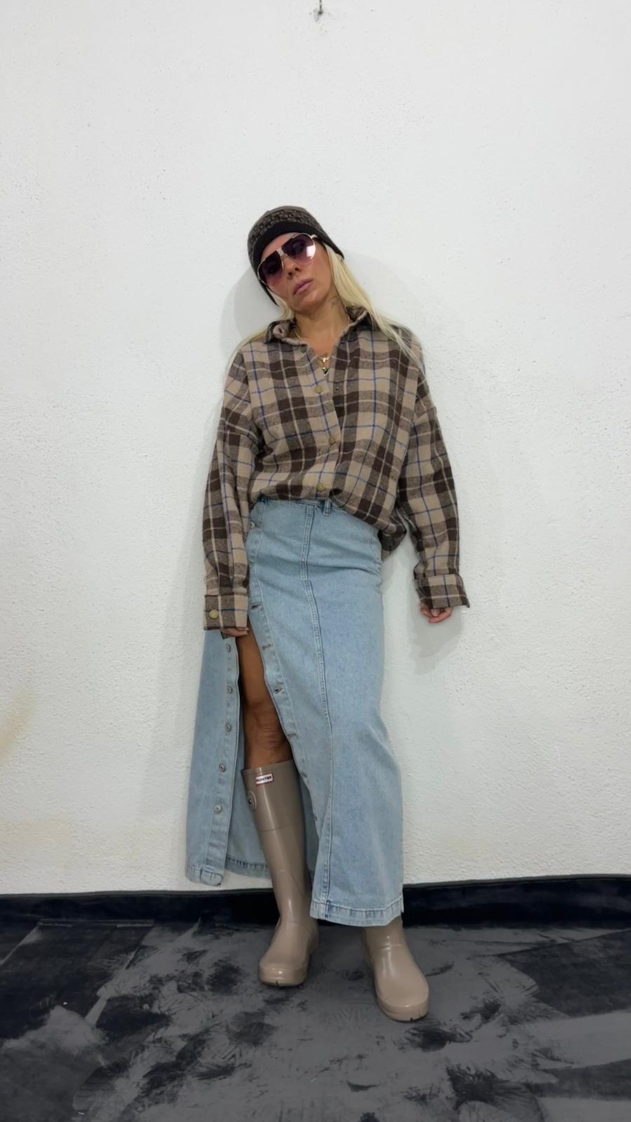 NuNu’S Paris 85 Uzun Düğmeli Kot Etek