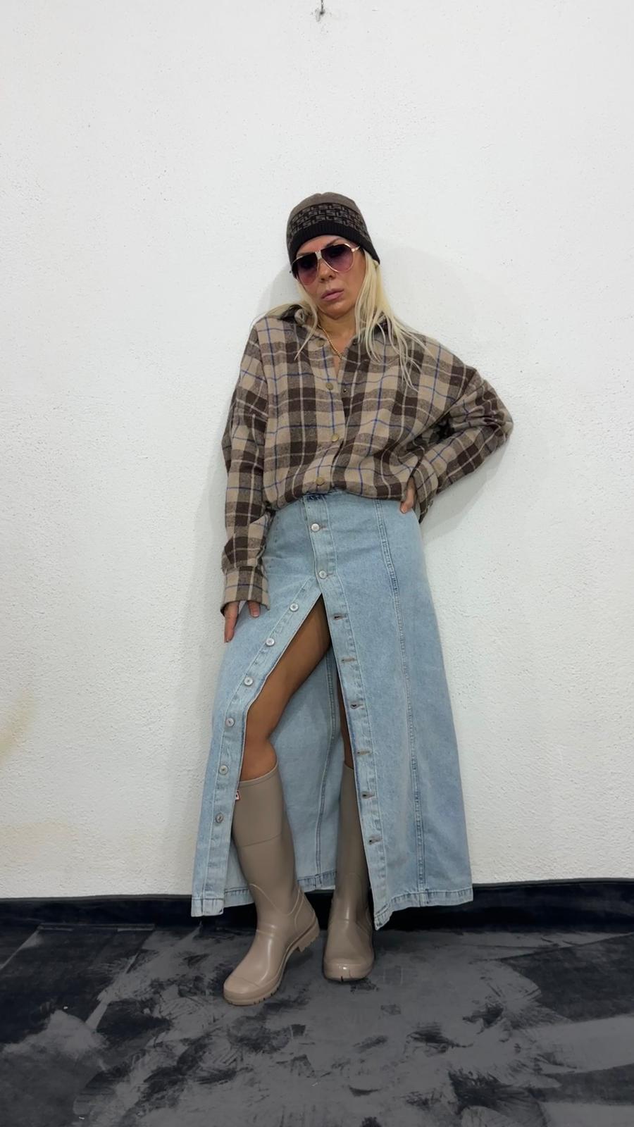 NuNu’S Paris 85 Uzun Düğmeli Kot Etek