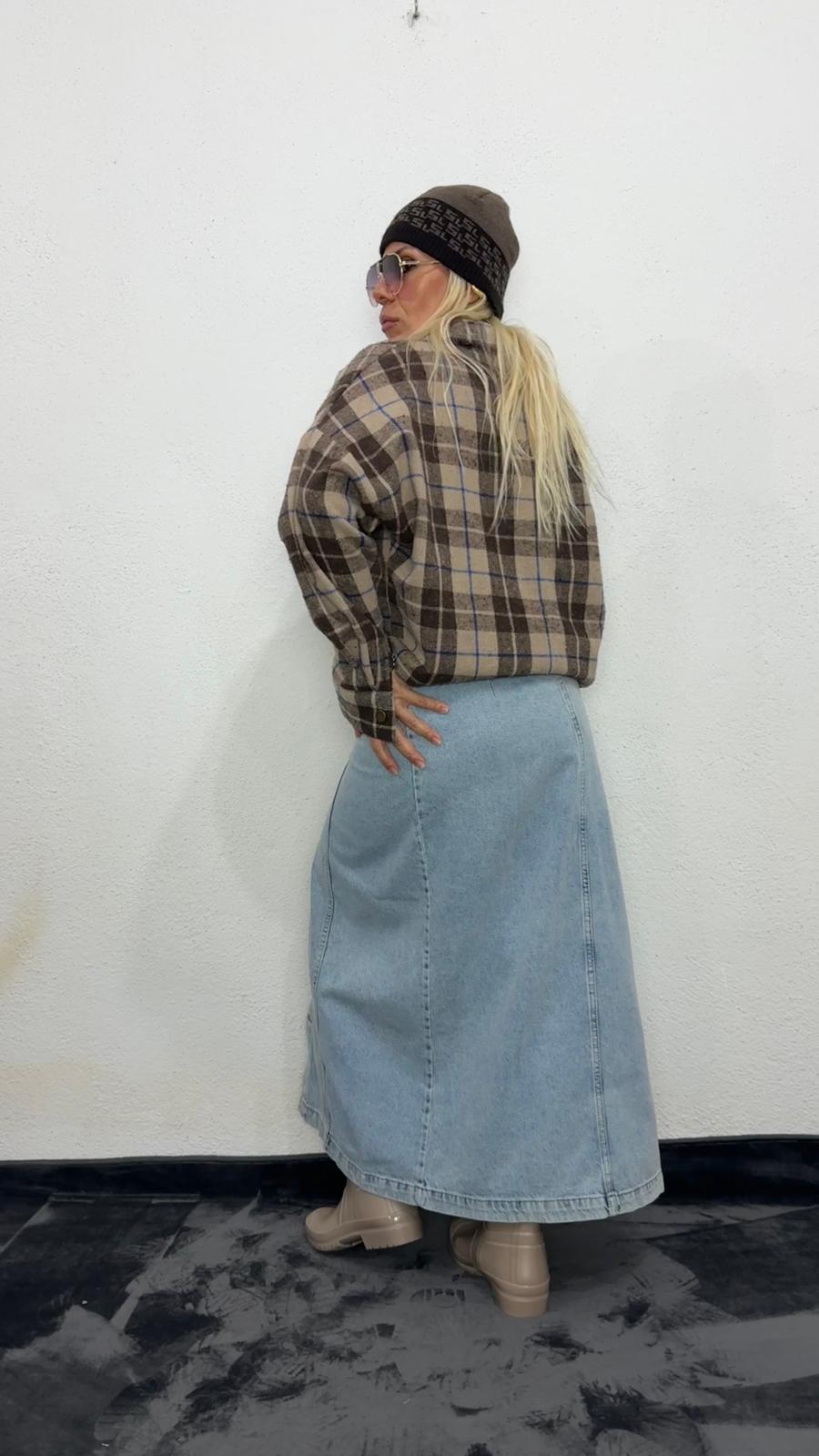 NuNu’S Paris 85 Uzun Düğmeli Kot Etek