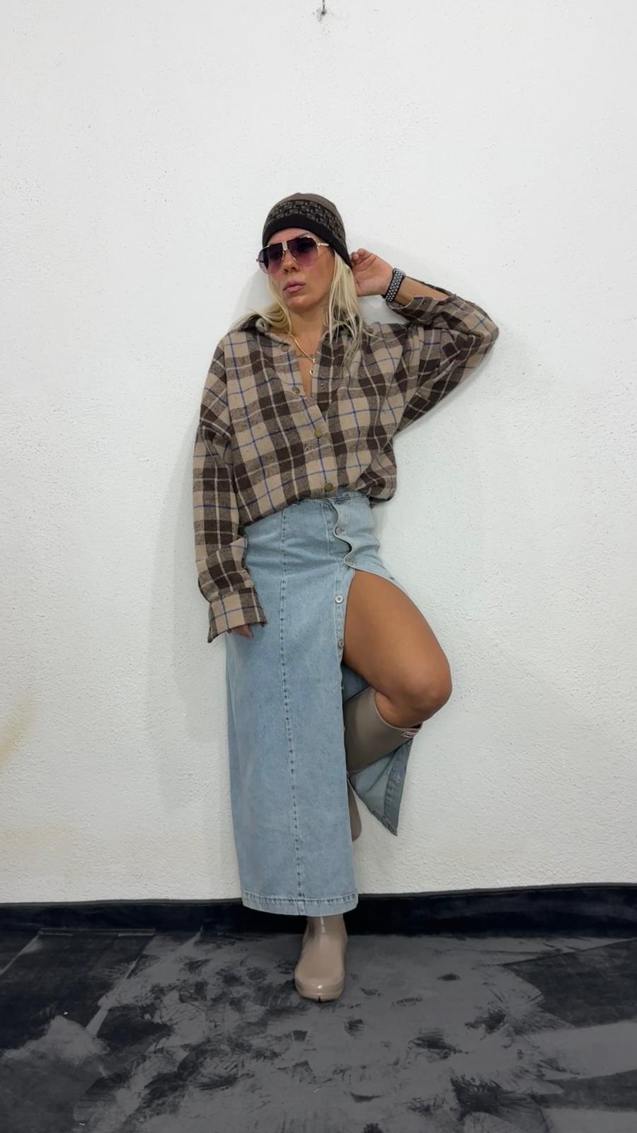 NuNu’S Paris 85 Uzun Düğmeli Kot Etek