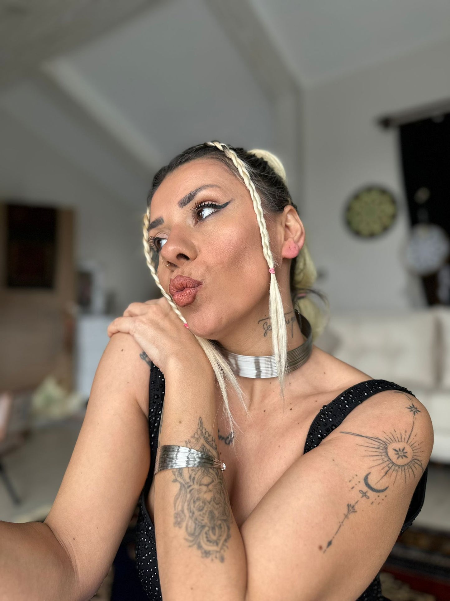 African Vintage Silver Choker Tel Tasma Kolye