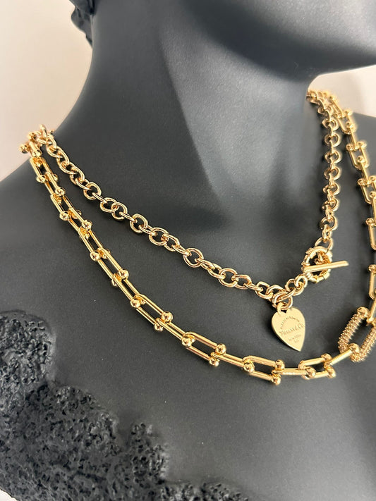 Pirinç Gold Tiff Kalp Model Kolye