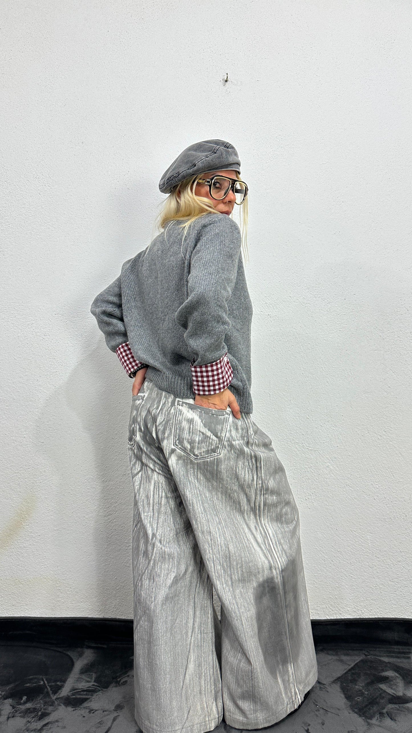 NuNu By QU Colette Pötikare Gri Triko Hırka