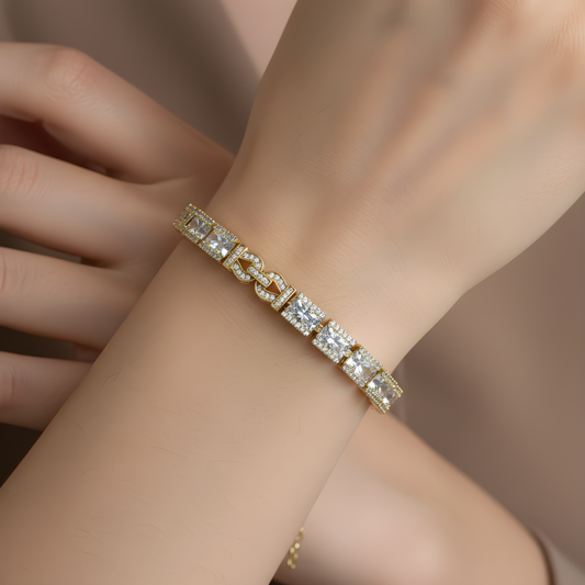 NuNu By Xuping Dörtgen Düğüm Model Bileklik Sarı